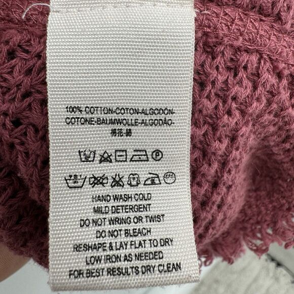 Free People Moonshine Top Womens M Dark Rose V-Neck Cold Shoulder Oversize Flowy - Picture 10 of 13